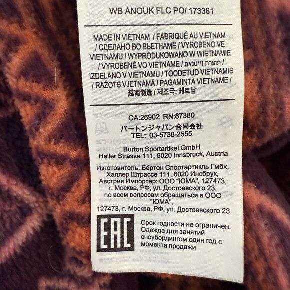 Burton Anouk Fleece Half Snap Jacket Mock Neck Pullover Aztec Purple M - Picture 9 of 12